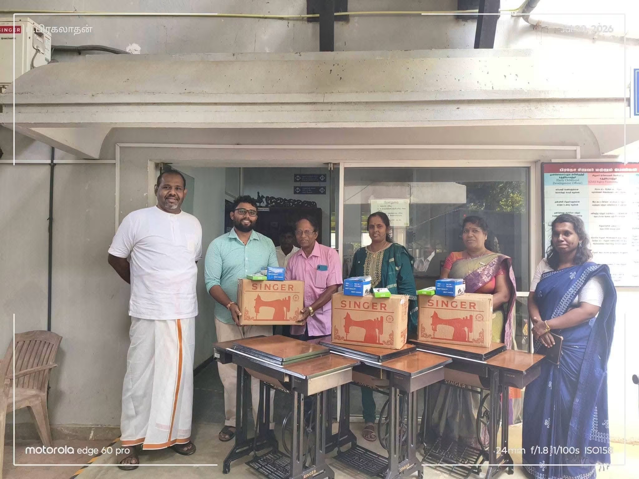 Sewing machines donated to Prampady Community Center in Kokuvil
